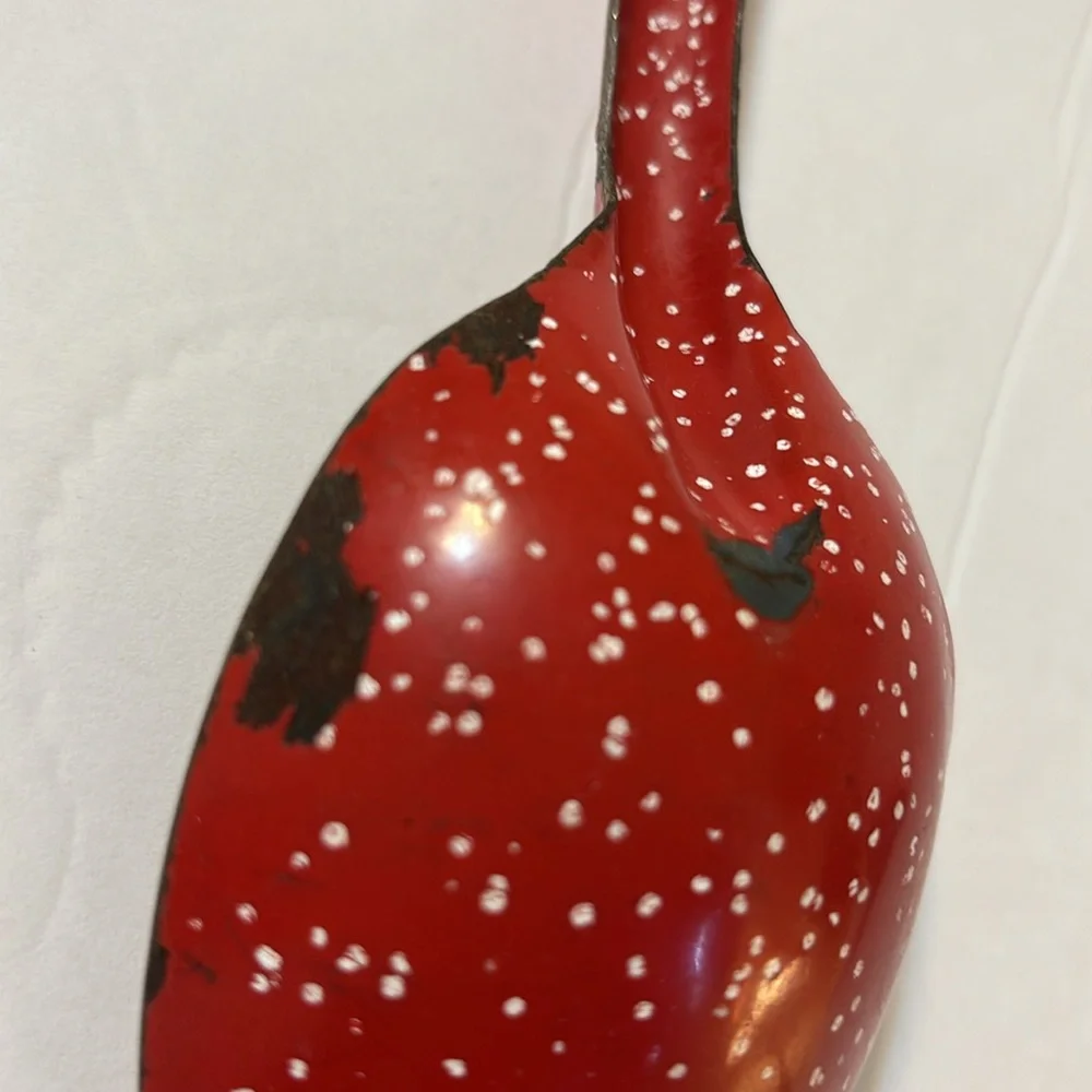 Vintage Red Graniteware Serving Spoon